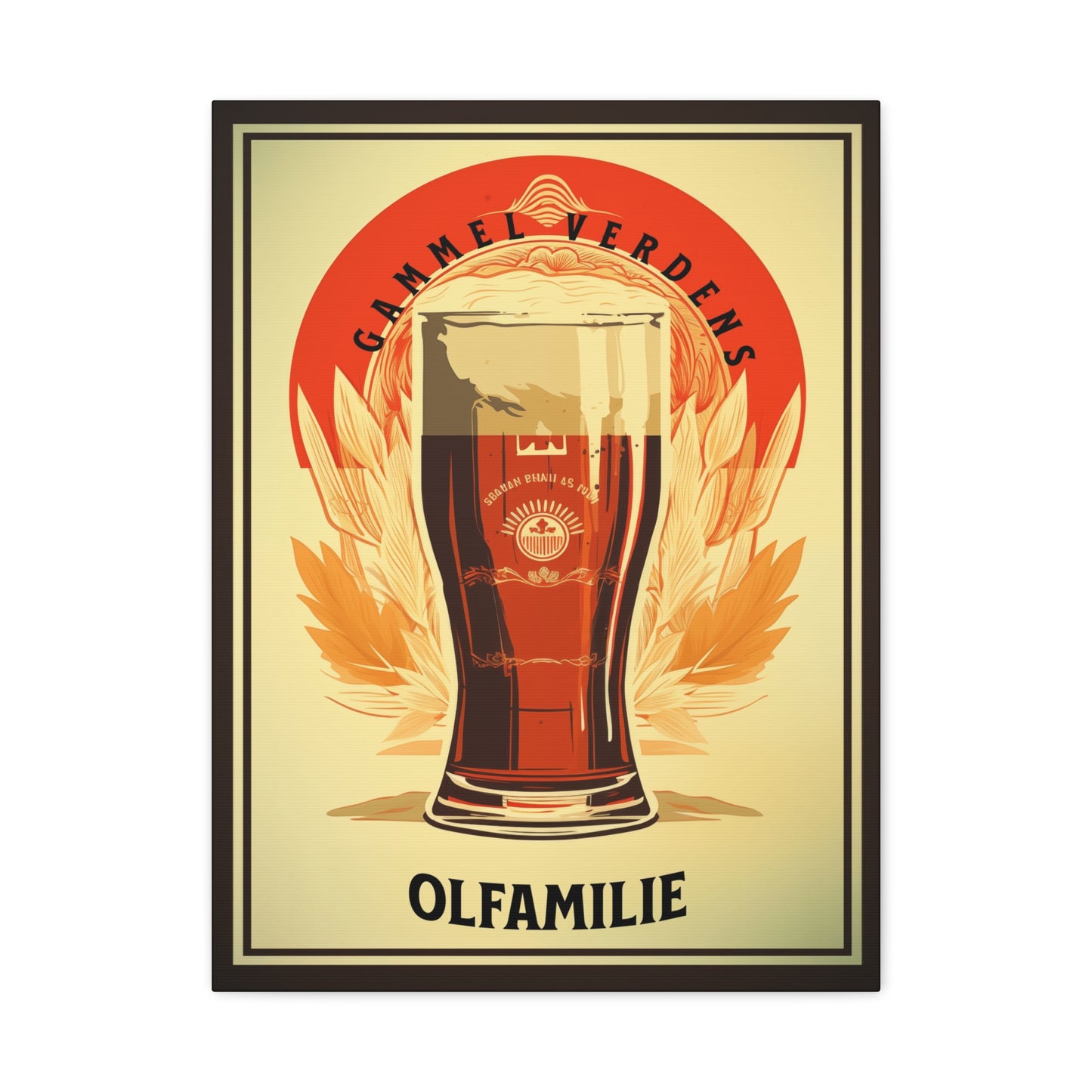 "Vintage Gammel Verdens Beer Denmark Poster - Olfamilie Frameless Stretched Matte Canvas" Matte Canvas, Stretched, 1.25"