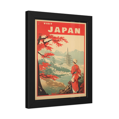 Visit Japan Vintage Travel Poster — Framed Paper Poster