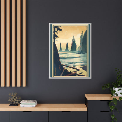 Framed Coastal Cliff Canvas Print — Vintage Seascape Wall Art
