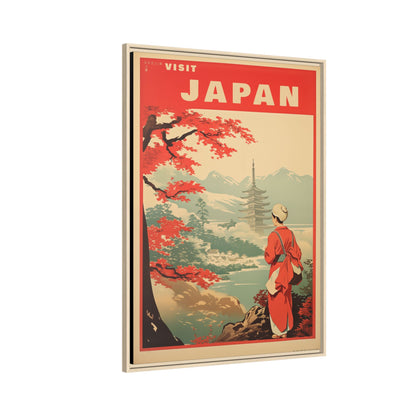 Visit Japan Vintage Travel Poster Matte Canvas Print (Framed)