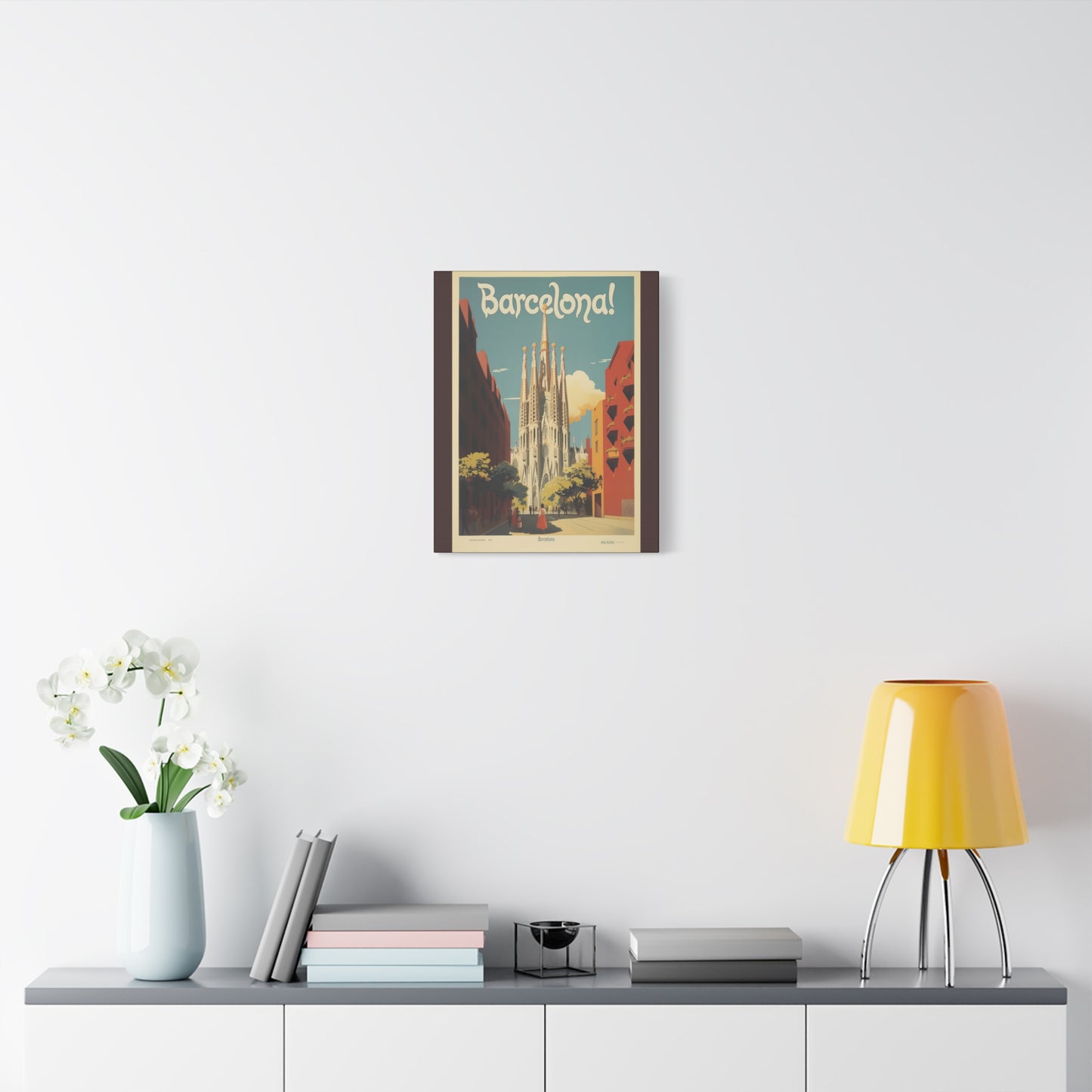 Barcelona Travel Poster Matte Canvas Print - Stretched Wall Art