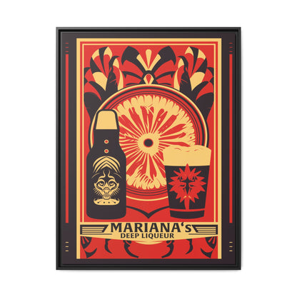 "Vintage Mariana's Deep Liqueur Poster - Bold Citrus Matte Canvas Wall Art with Black Frame" Matte Canvas, Black Frame