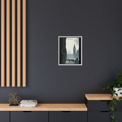 London Street Matte Canvas Print — Framed Vintage Cityscape Wall Art