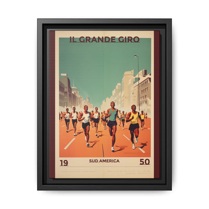 "Il Grande Giro – Vintage South American Marathon Canvas (1950)"Matte Canvas, Black Frame