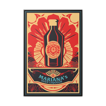 "Vintage Mariana's Deep Liqueur Bottle Poster - Matte Canvas Wall Art with Black Frame" Matte Canvas, Black Frame