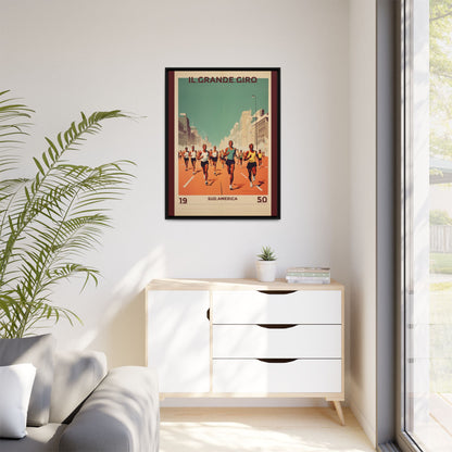 "Il Grande Giro – Vintage South American Marathon Canvas (1950)"Matte Canvas, Black Frame