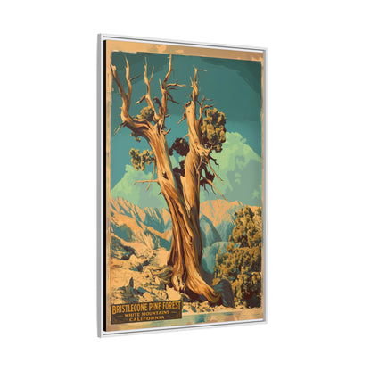 Bristlecone Pine Forest Vintage Travel Poster — Framed Matte Canvas Wall Art
