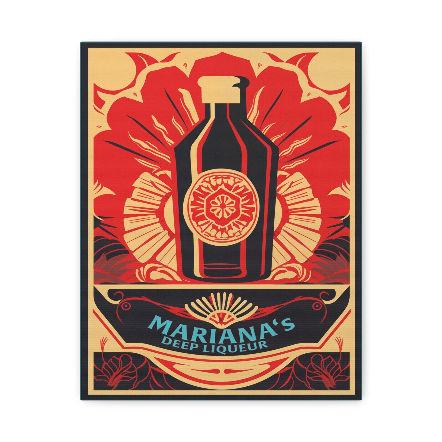"Vintage Mariana's Deep Liqueur Bottle Poster - Frameless Stretched Matte Canvas Wall Art" Matte Canvas, Stretched, 1.25"