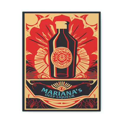 "Vintage Mariana's Deep Liqueur Bottle Poster - Frameless Stretched Matte Canvas Wall Art" Matte Canvas, Stretched, 1.25"