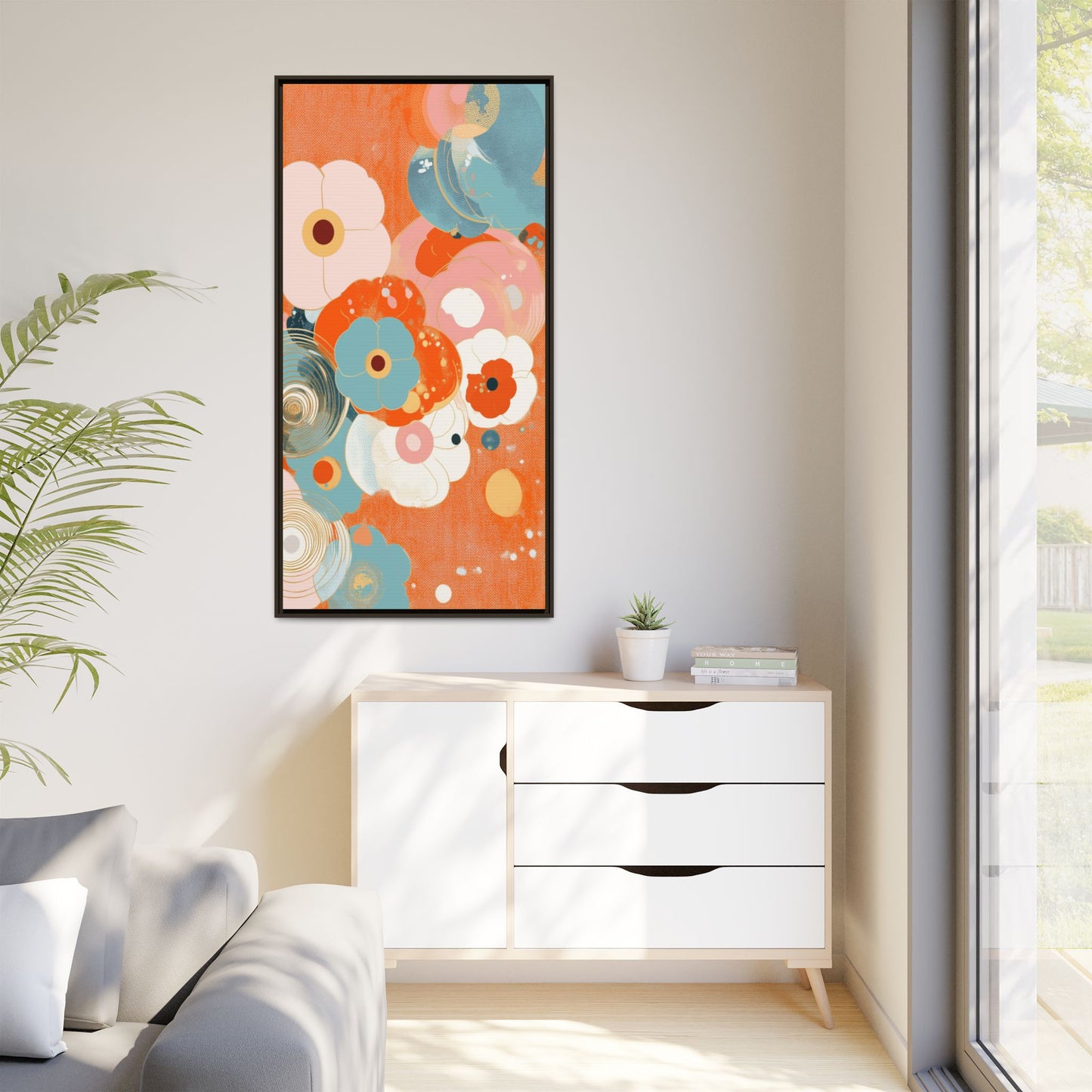 Framed Floral Canvas Art Print — Colorful Abstract Blooms