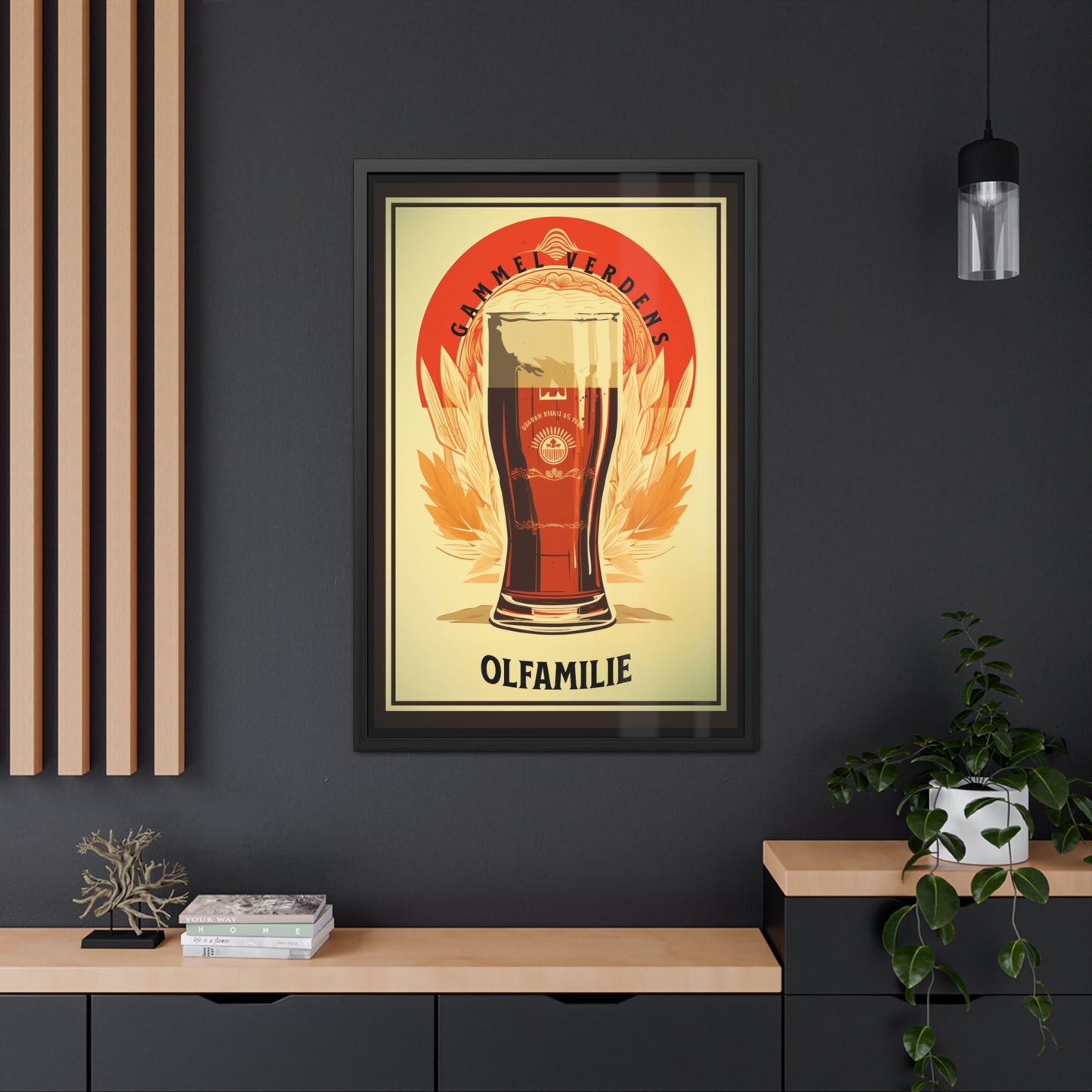 Vintage Beer Poster - Gammel Verdens Ølfamilie (Old World Beer Family) Art Print (Danish Language) Framed Posters