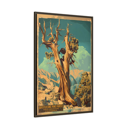 Bristlecone Pine Forest Vintage Travel Poster — Framed Matte Canvas Wall Art