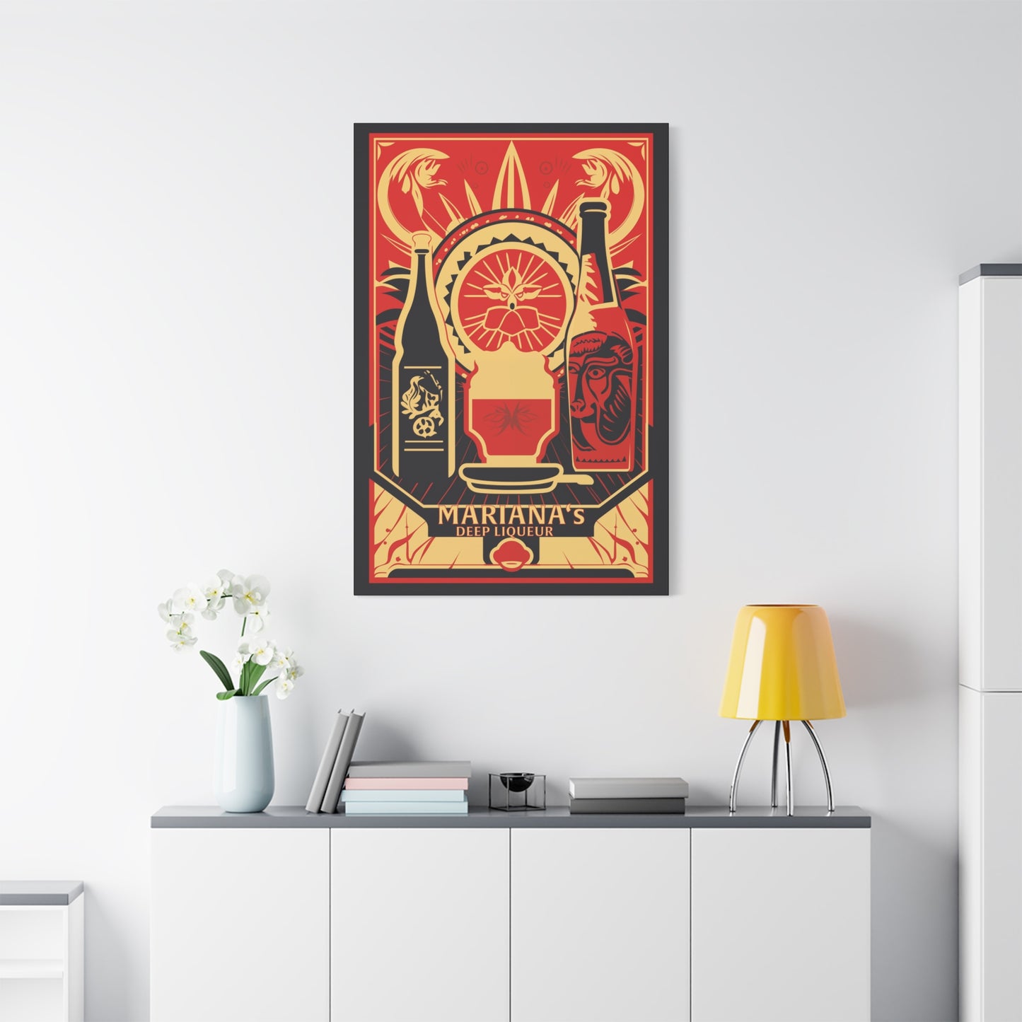"Vintage Mariana's Deep Liqueur Poster - Frameless Stretched Matte Canvas Wall Art" Matte Canvas, Stretched, 1.25"