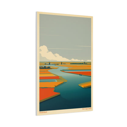 Het Lage Land 2 Vintage Netherlands Landscape Poster | Framed Canvas Print