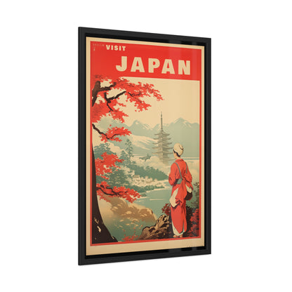 Vintage Japan Travel Poster - 'Visit Japan' Scenic Pagoda View Framed Posters