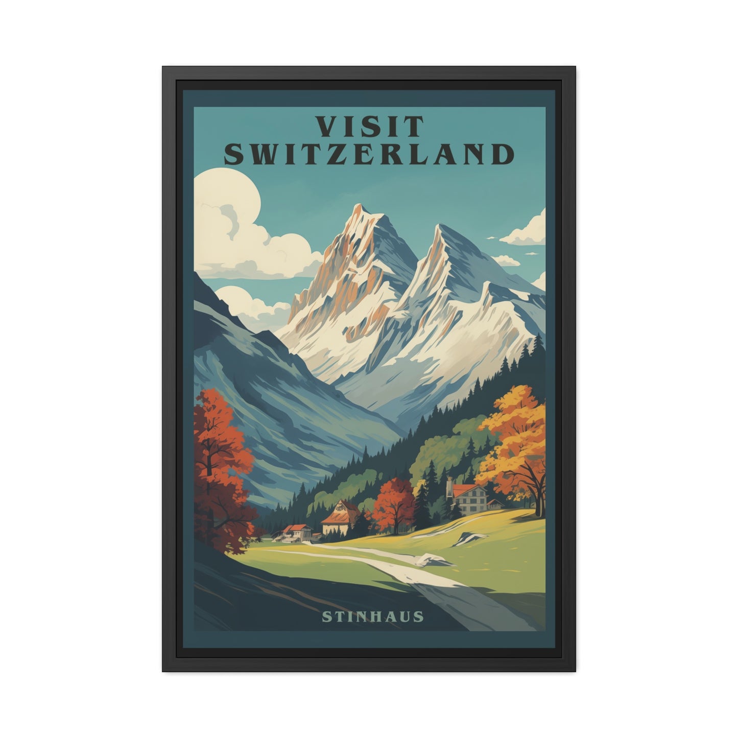 Vintage Swiss Travel Poster - 'Visit Switzerland' Stinhaus Scenic Artwork Framed Posters