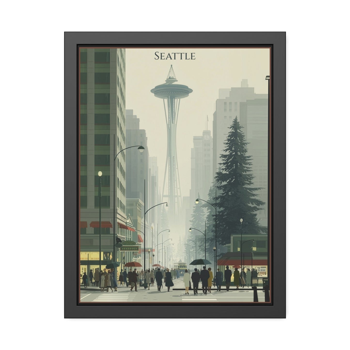 Seattle Vintage Travel Poster — Framed Paper Poster