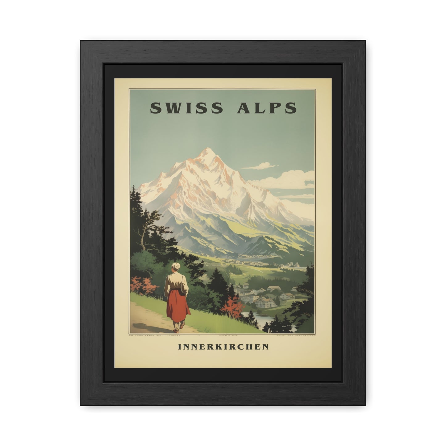 Vintage Swiss Alps Travel Poster - Innerkirchen (Inner Church) Scenic Artwork Framed Posters