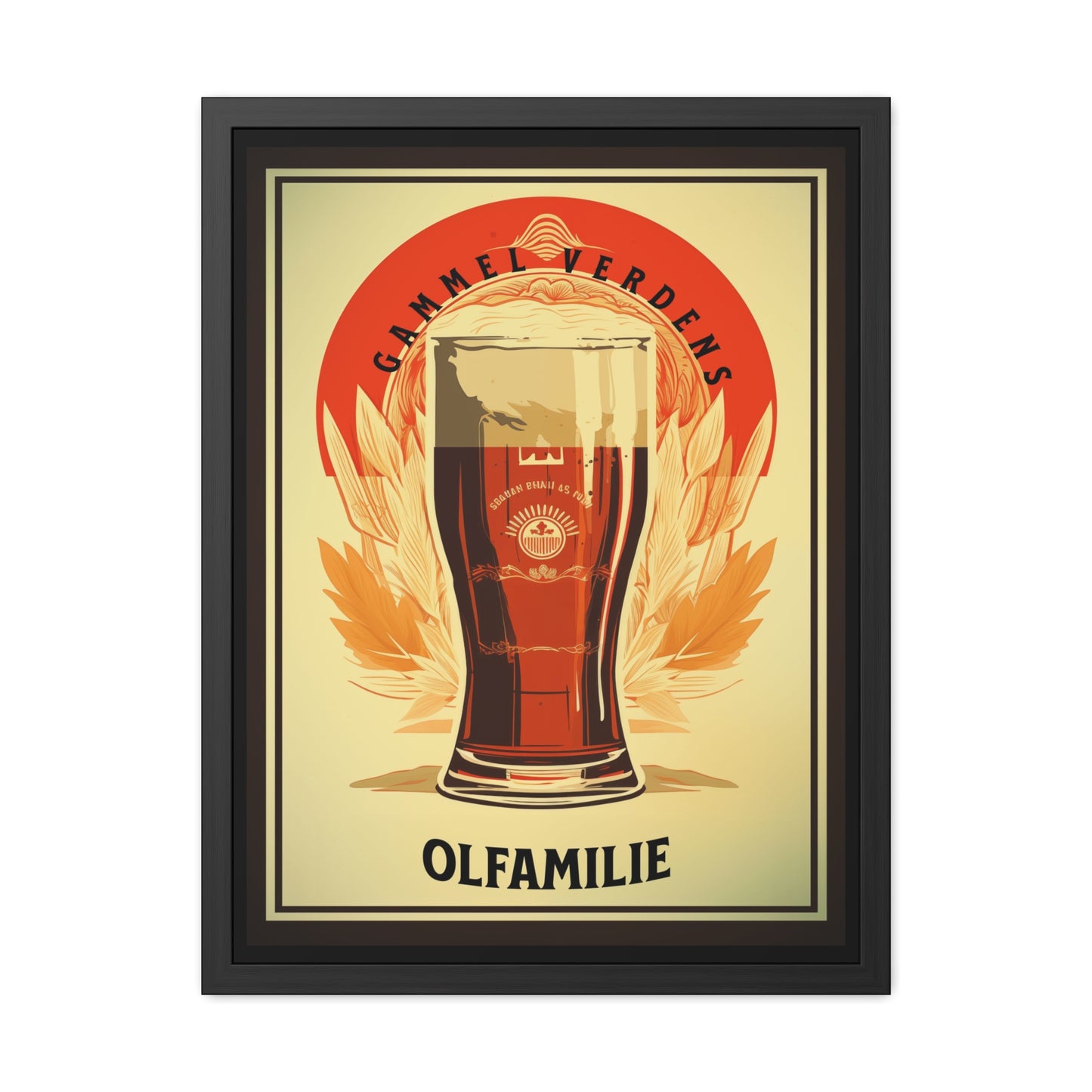 Vintage Beer Poster - Gammel Verdens Ølfamilie (Old World Beer Family) Art Print (Danish Language) Framed Posters