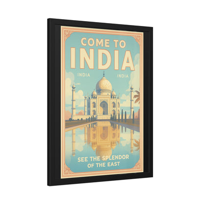 Come to India Framed Poster – Vintage Taj Mahal Travel Art Print