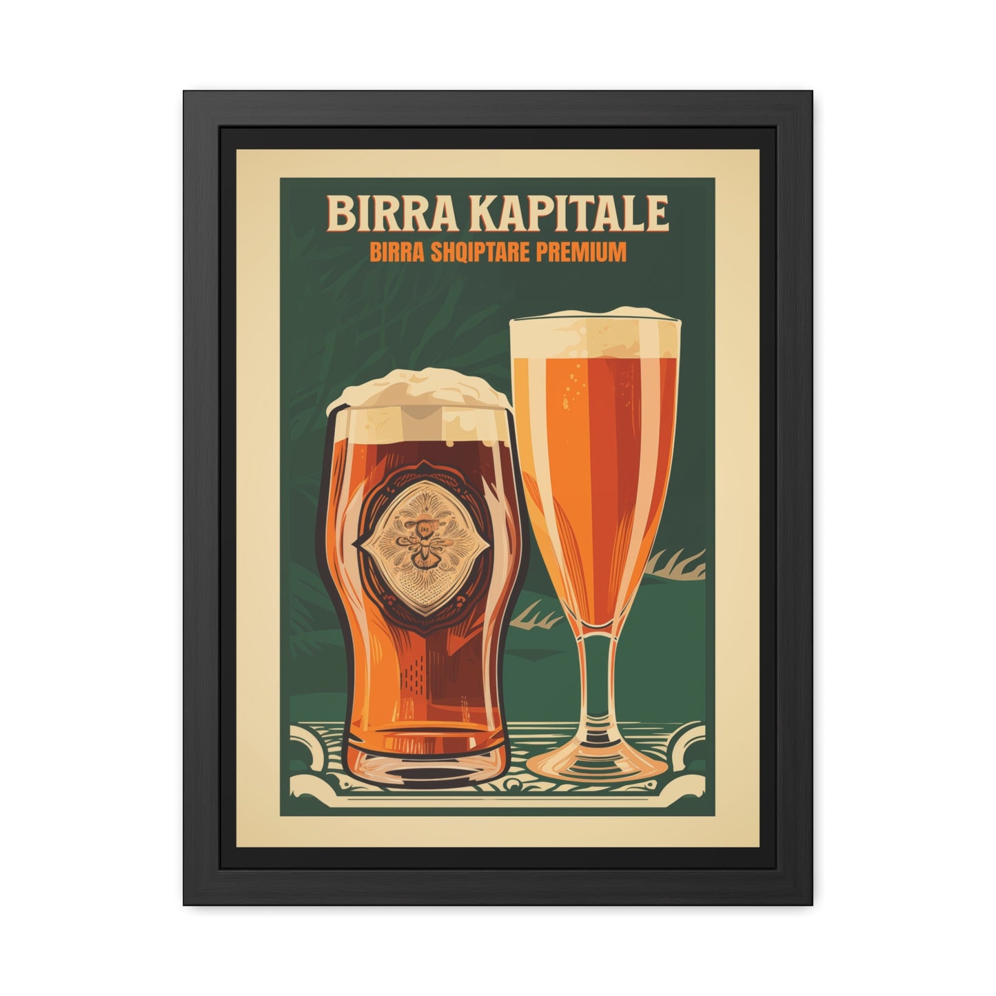 Vintage Beer Poster - Birra Kapitale (Albanian for 'Capital Beer') Premium Albanian Beer Art Print Framed Posters