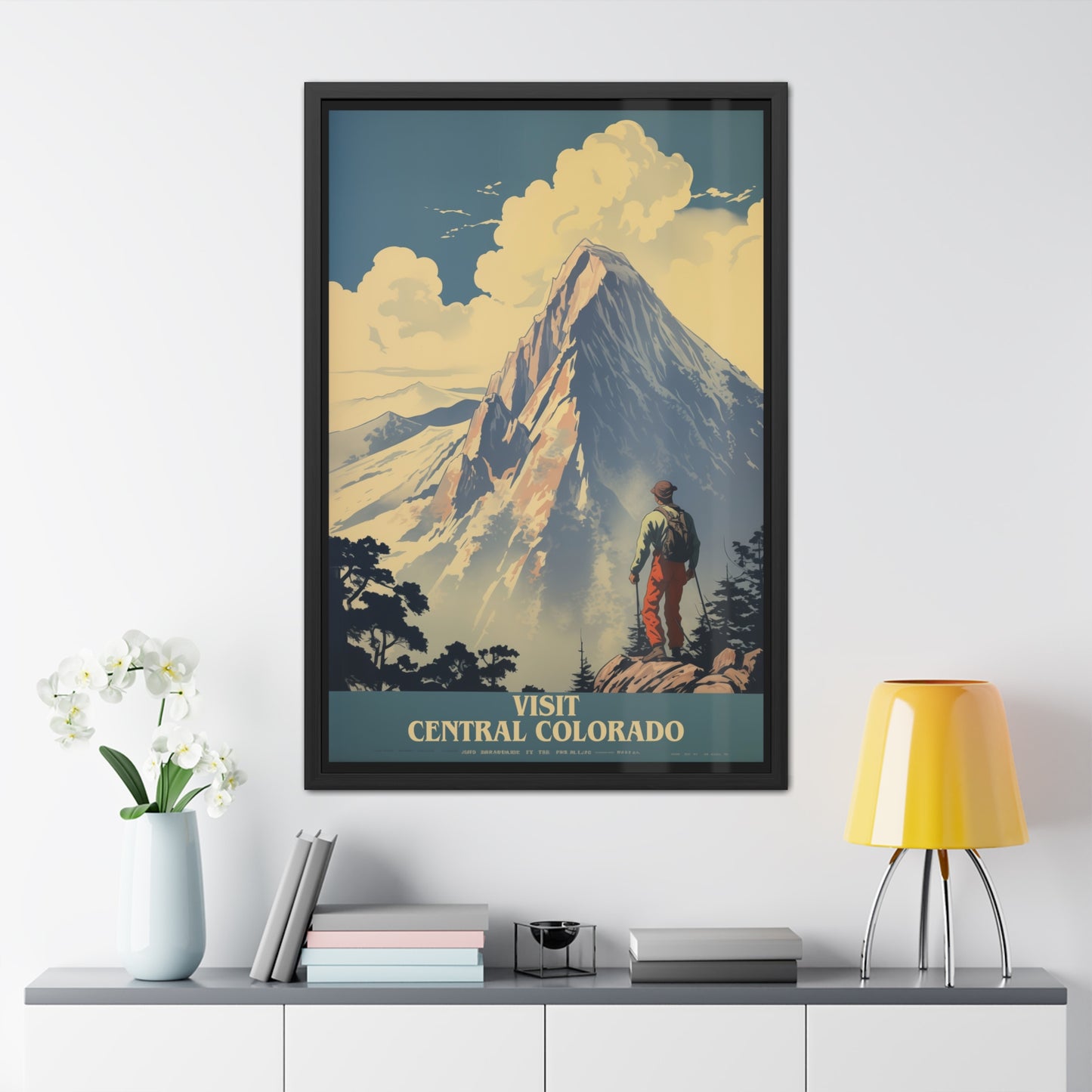 Vintage Colorado Travel Poster - 'Visit Central Colorado' Mountain Adventure Art Framed Posters