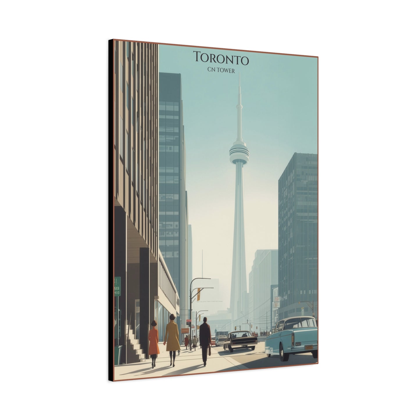 Toronto CN Tower Vintage Cityscape Matte Canvas Print