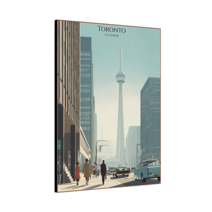Toronto CN Tower Vintage Cityscape Matte Canvas Print