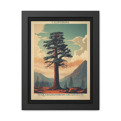 Vintage California Poster - Sequoiadendron Giganteum, Giant Sequoia Art Print Framed Posters