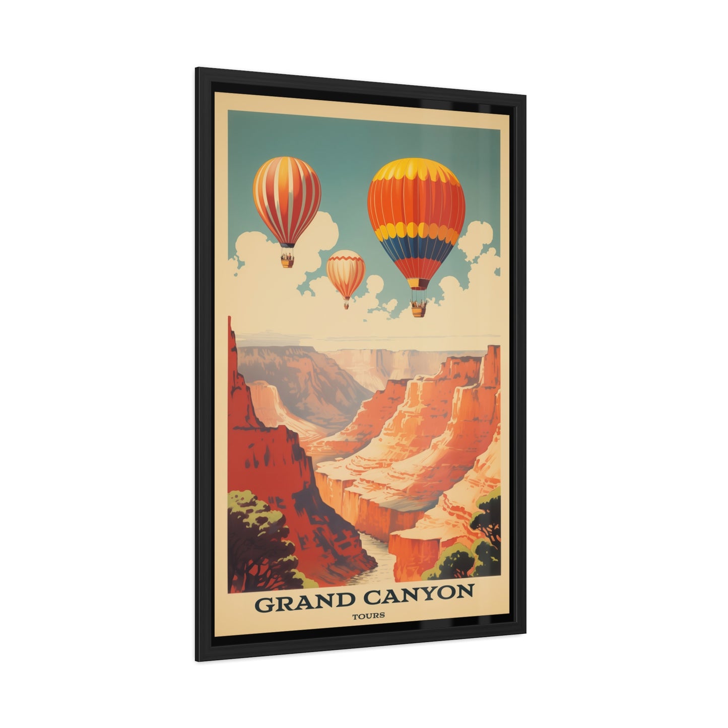Vintage Grand Canyon Poster - Hot Air Balloon Tour Retro Travel Art Framed Posters