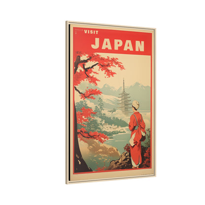 Visit Japan Vintage Travel Poster Matte Canvas Print (Framed)
