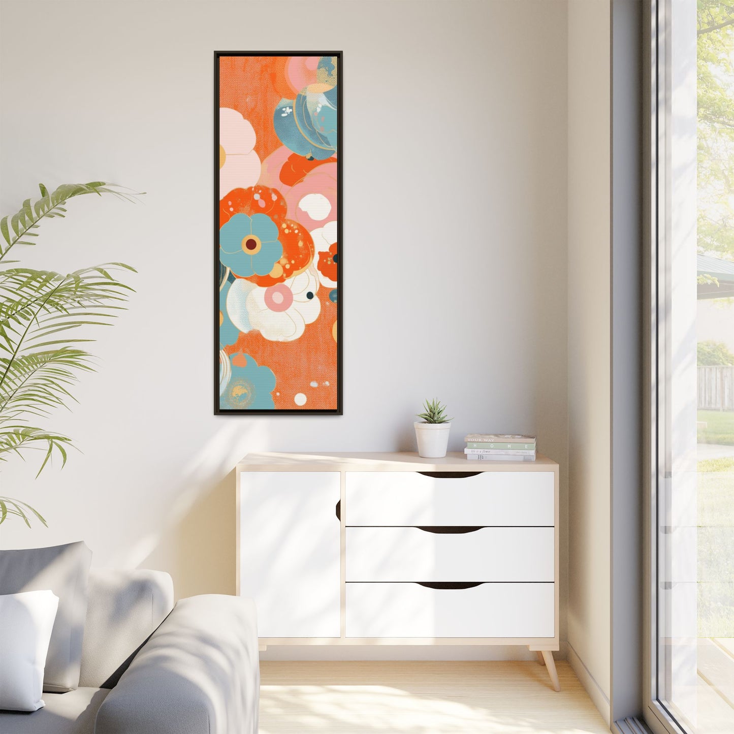 Framed Floral Canvas Art Print — Colorful Abstract Blooms