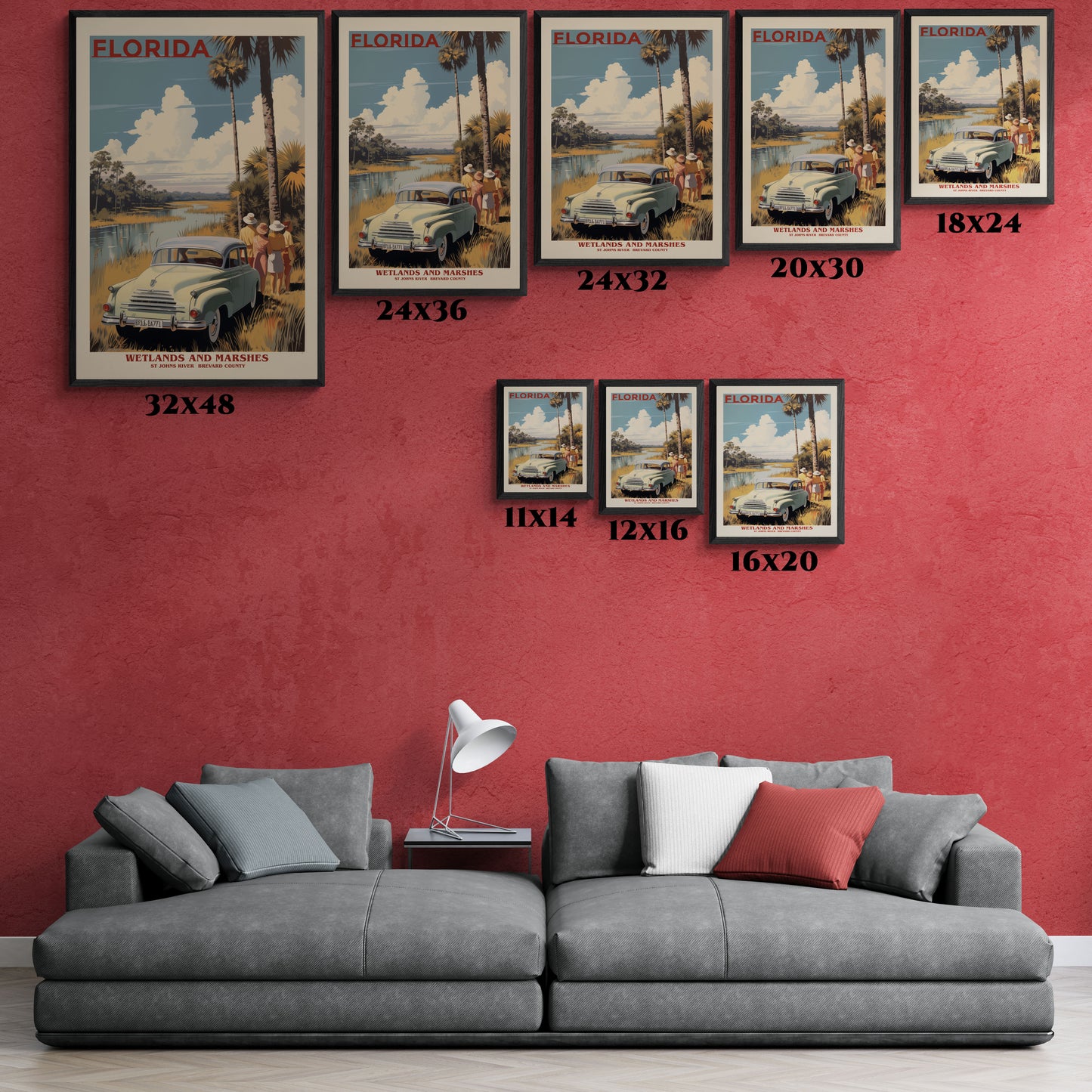 Vintage Florida Wetlands Wall Art - St. Johns River Scenic View