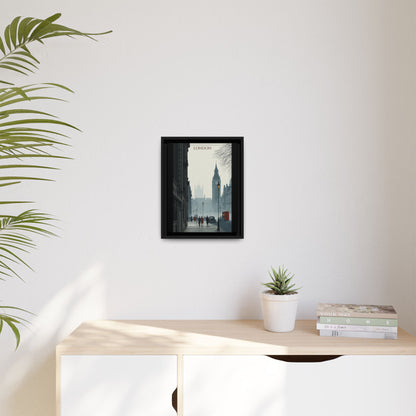 London Street Matte Canvas Print — Framed Vintage Cityscape Wall Art