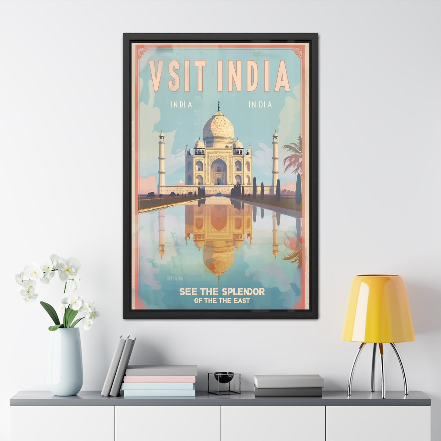 Vintage India Travel Poster — “See the Splendor of the East” | Framed Wall Art by Vintageanna
