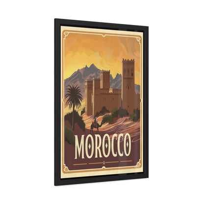 Vintage Morocco Travel Poster — “Golden Desert Evenings” | Framed Wall Art by Vintageanna