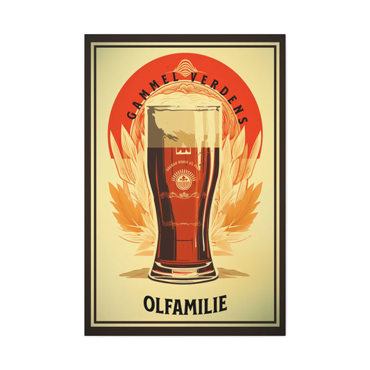 "Vintage Gammel Verdens Beer Denmark Poster - Olfamilie Frameless Stretched Matte Canvas" Matte Canvas, Stretched, 1.25"
