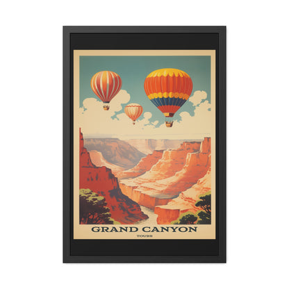 Vintage Grand Canyon Poster - Hot Air Balloon Tour Retro Travel Art Framed Posters