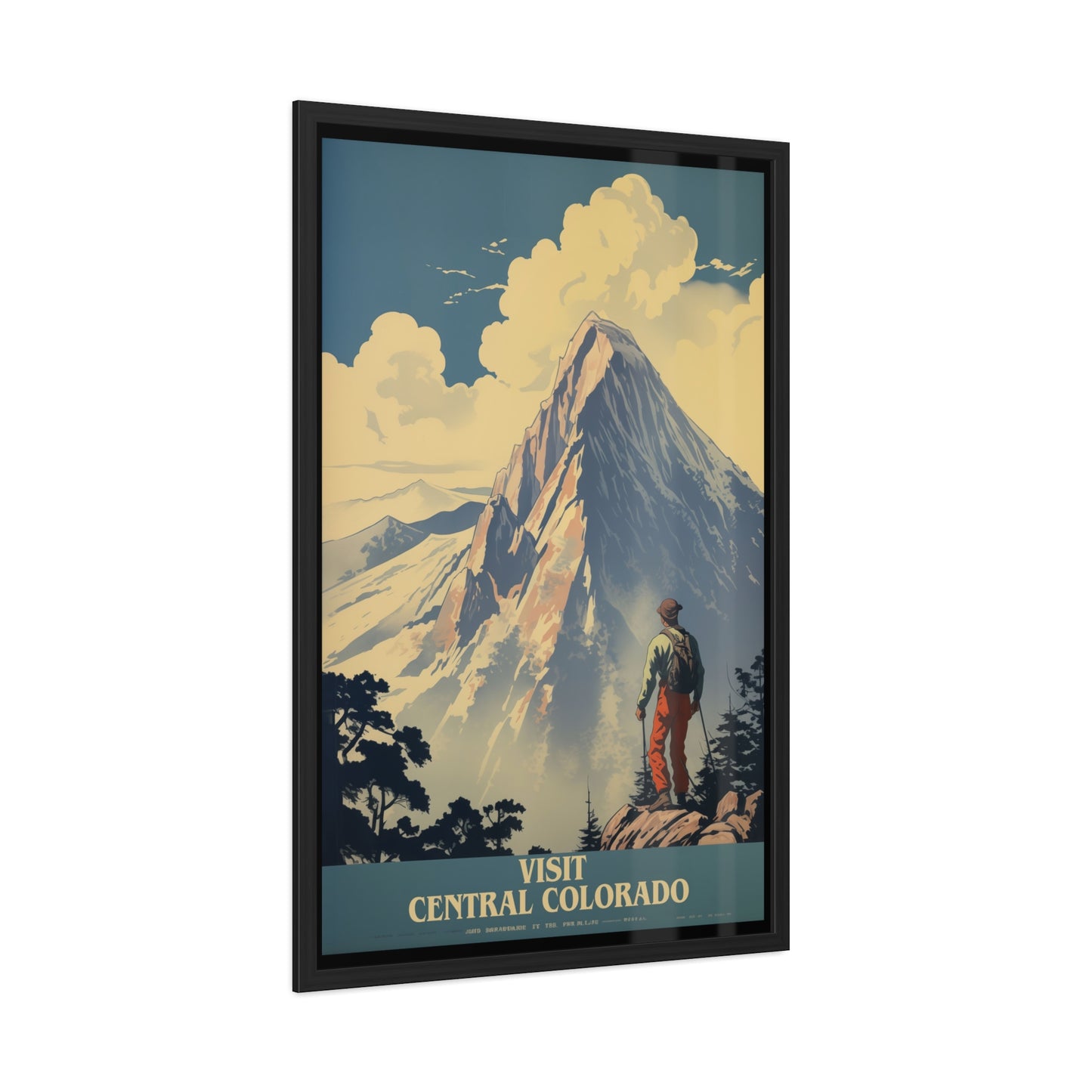 Vintage Colorado Travel Poster - 'Visit Central Colorado' Mountain Adventure Art Framed Posters