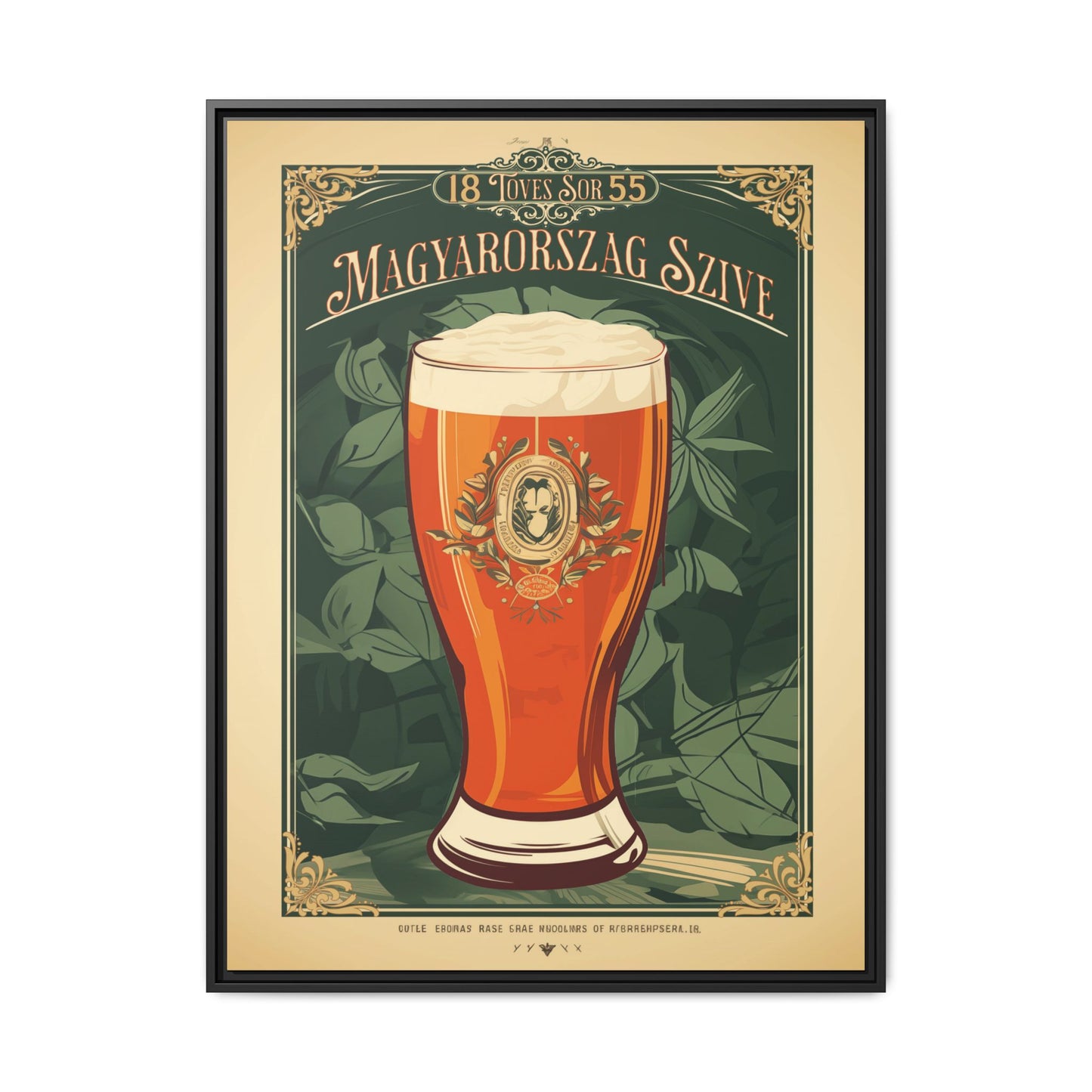 "Vintage Magyarország Sör Poster - Matte Canvas Wall Art with Black Frame" Matte Canvas, Black Frame