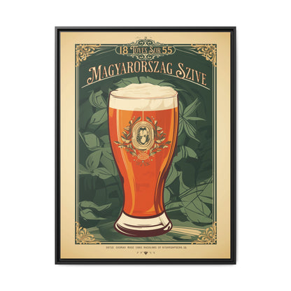 "Vintage Magyarország Sör Poster - Matte Canvas Wall Art with Black Frame" Matte Canvas, Black Frame