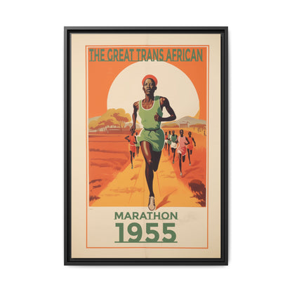 "The Great Trans African Marathon – 1955 Vintage Sports Canvas" Matte Canvas, Black Frame