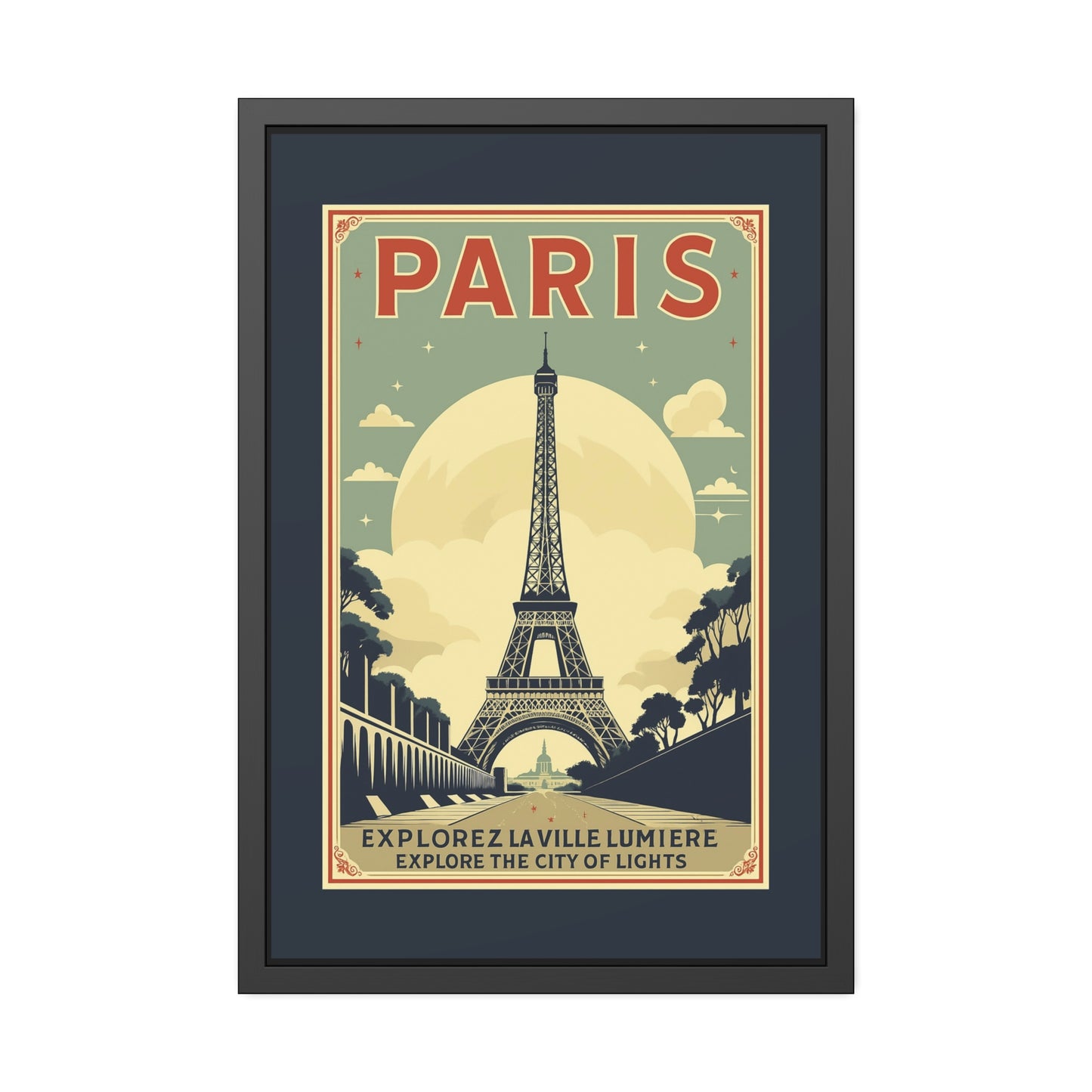 Paris Travel Poster Framed Print — Explorez La Ville Lumière Vintage Wall Art