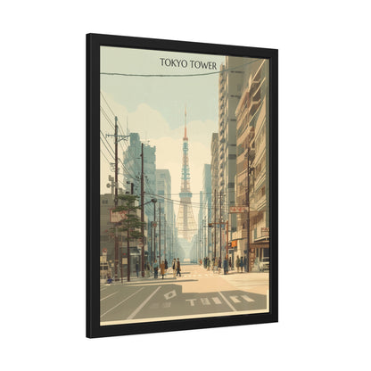 Tokyo Tower Framed Poster — Vintage Cityscape Wall Art
