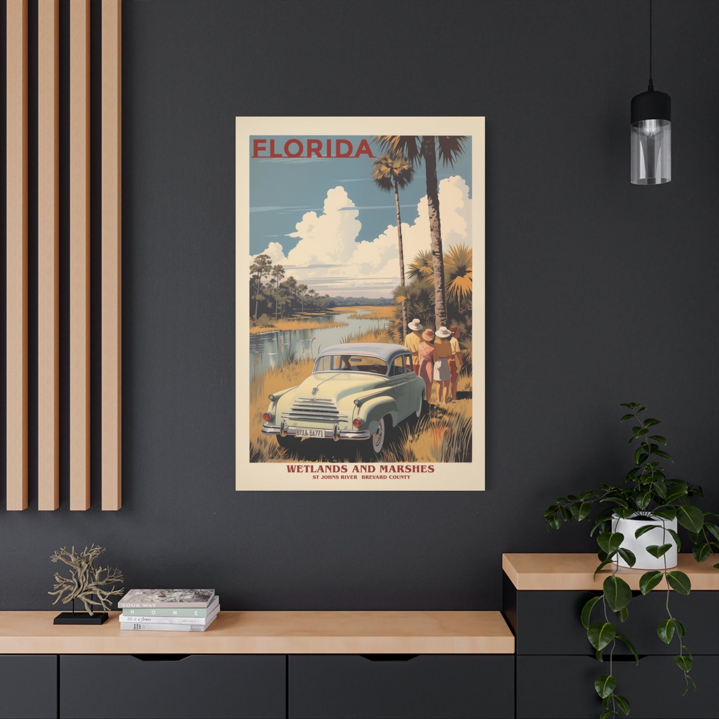 "Retro Florida Wetlands and Marshes Poster - St. Johns River Matte Stretched Canvas" Matte Canvas, Stretched, 1.25"