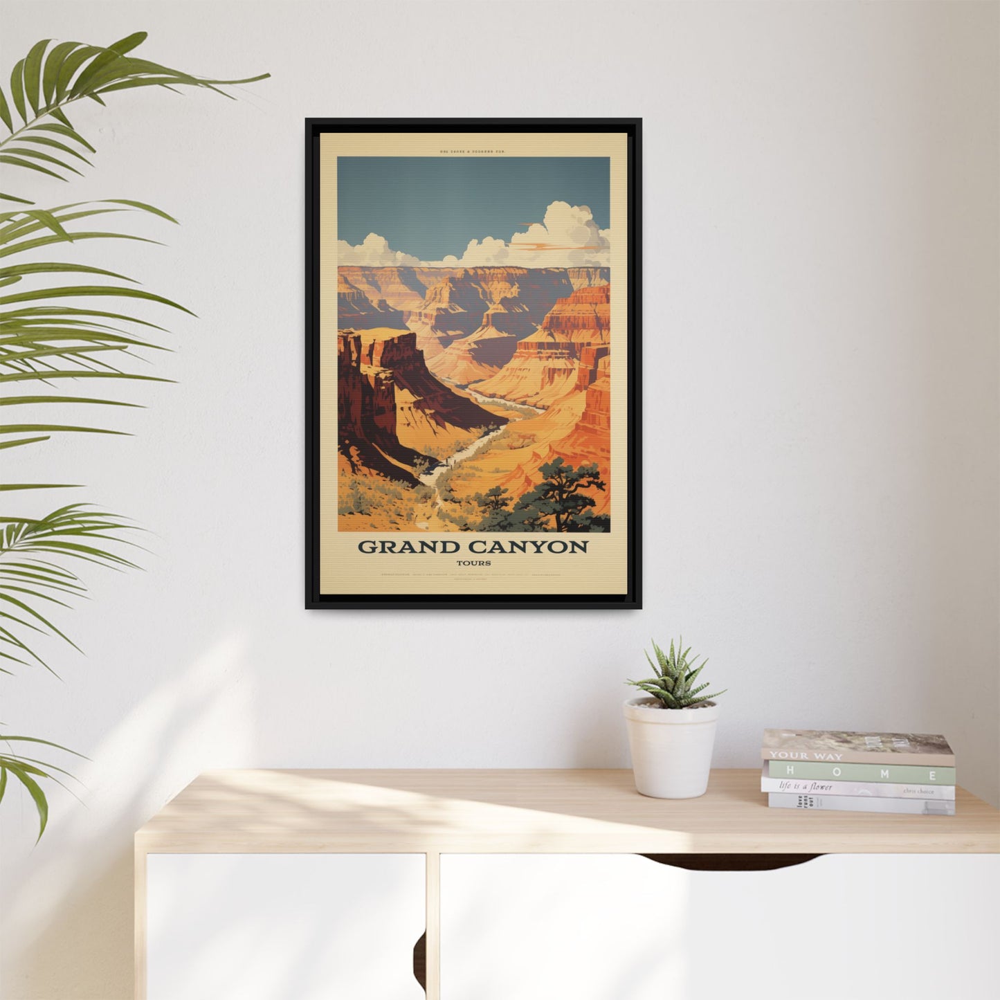 "Vintage Grand Canyon Scenic Tours Poster - Matte Canvas Wall Art with Black Frame" Matte Canvas, Black Frame