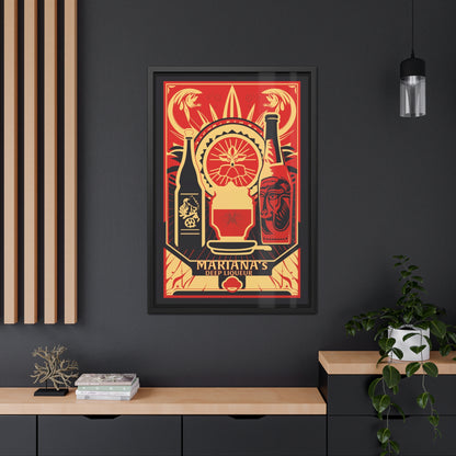 Mariana's Deep Liqueur Art Deco Poster - Vibrant Tropical Elegance Framed Posters