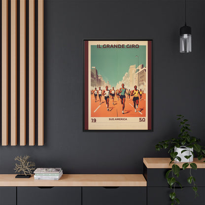 "Il Grande Giro – Vintage South American Marathon Canvas (1950)"Matte Canvas, Black Frame