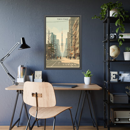 Tokyo Tower Framed Poster — Vintage Cityscape Wall Art