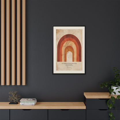 Framed Matte Canvas Wall Art - Retro Rainbow Design